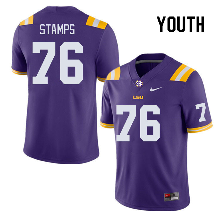 Youth #76 Christian Stamps LSU Tigers College Football Jerseys Stitched Sale-Purple - Click Image to Close
